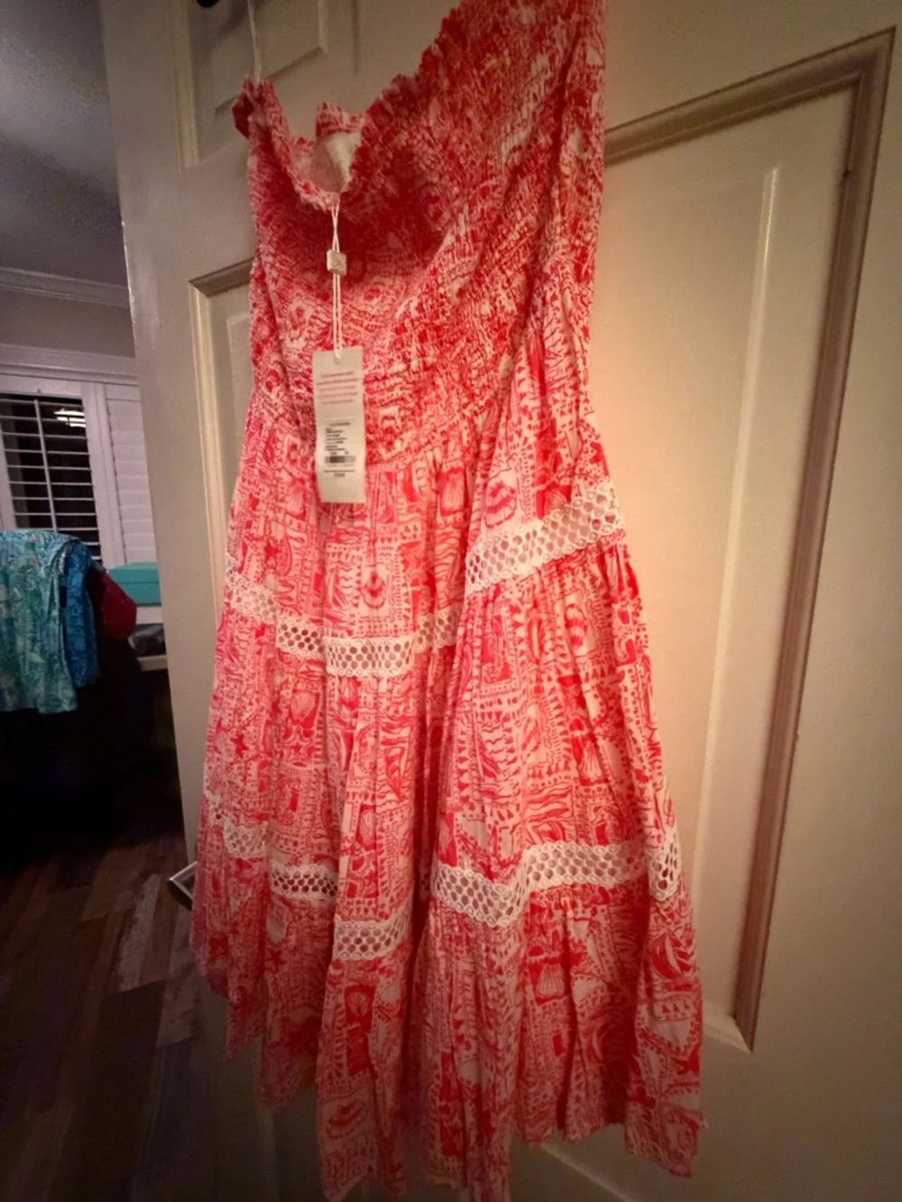 Lilly Pulitzer Kelvina Red Strapless Sundress Mizner Red Seaside Harbour - Picture 4 of 7